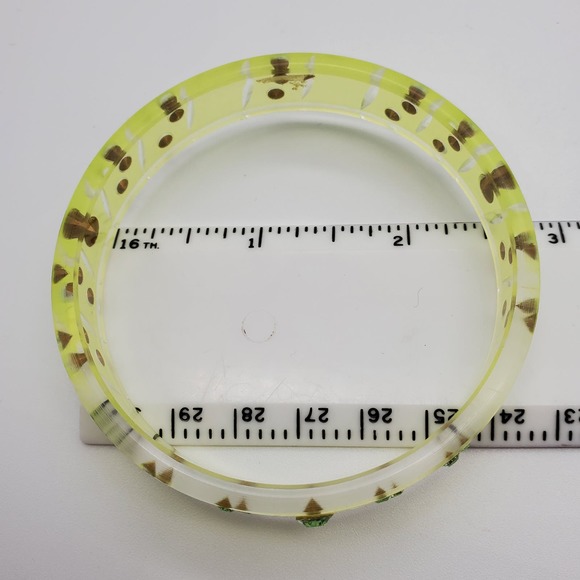 Lime Green Acrylic Bangle Neon Matte Green Rhinestone Bracelet Crystal Plastic - Picture 7 of 7